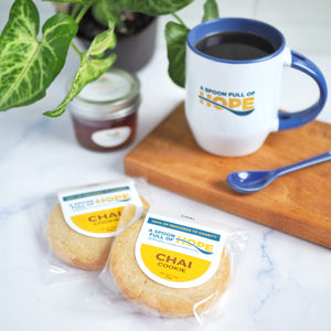 A Spoon Full of Hope Ceramic Mug with Spoon, Shortbread Cookies and Honey