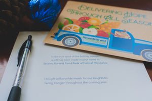 Second Harvest Holiday Cards and Message