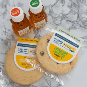 two honey bears and two shortbread cookies